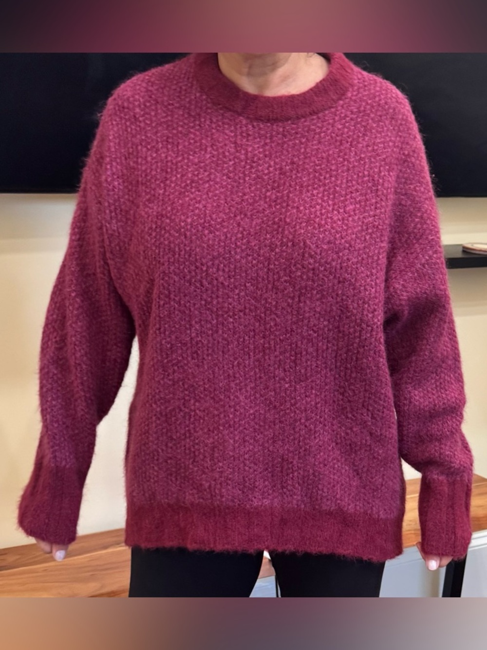 Banana Republic Women's Fuzzy Crewneck Sweater in Raspberry